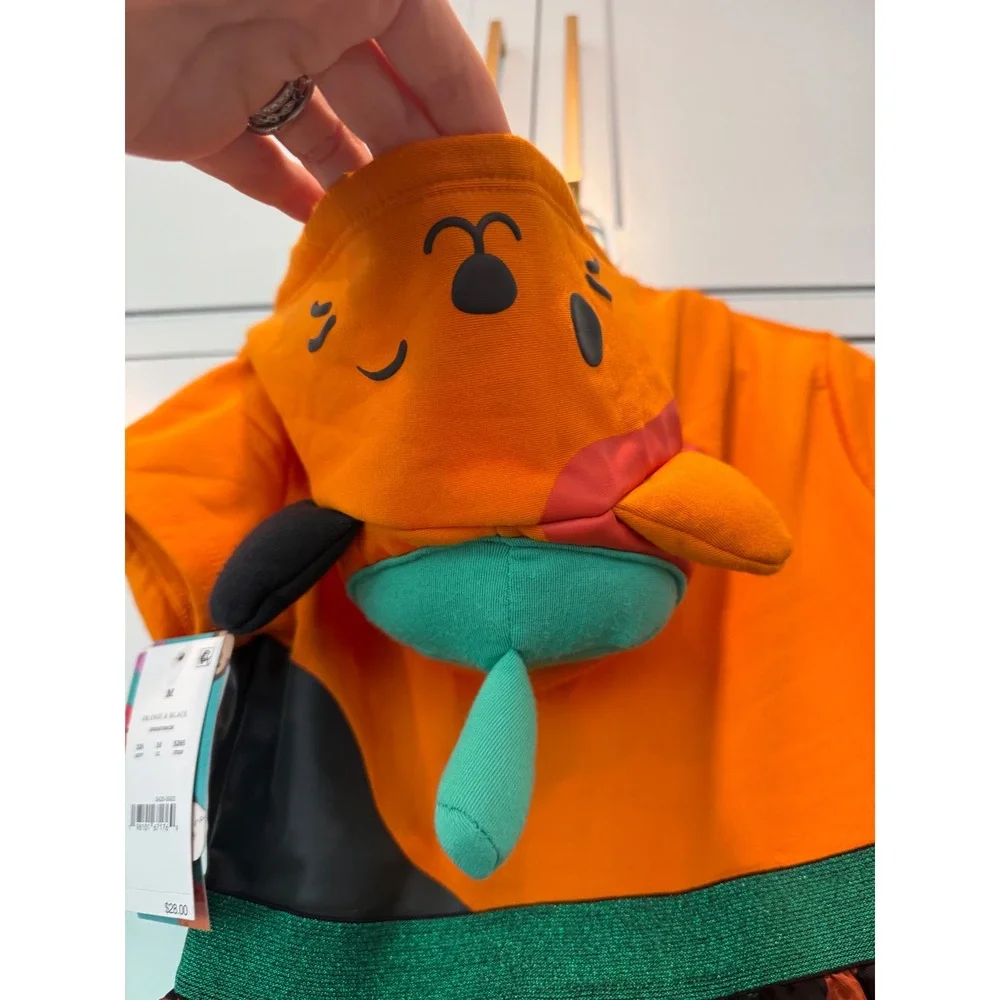 NWT Squishmallows Halloween Pumpkin Hooded Tulle Dress Girls Medium 7/8 Orange
